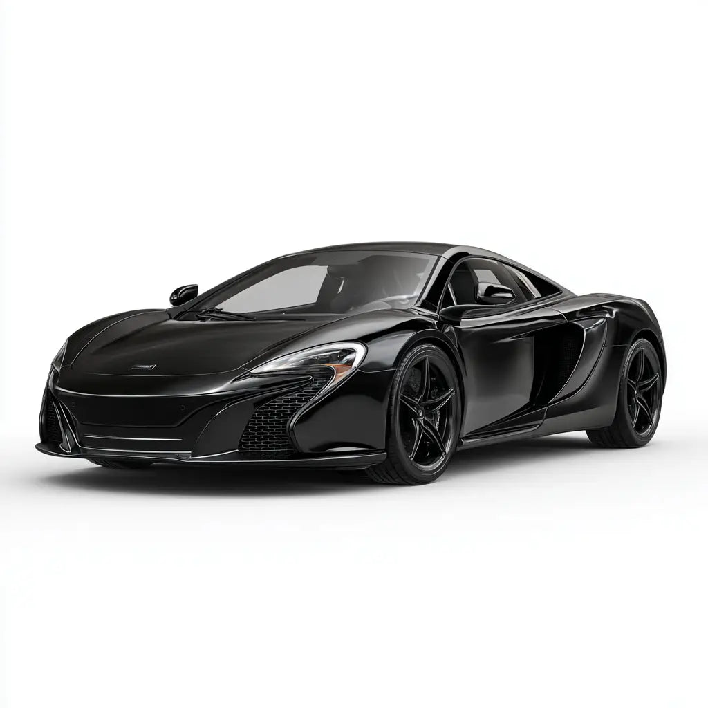 Fekete mclaren 650s sportautó modell karbonszálas kipufogó rendszerrel a 650s 675lt kollekcióból