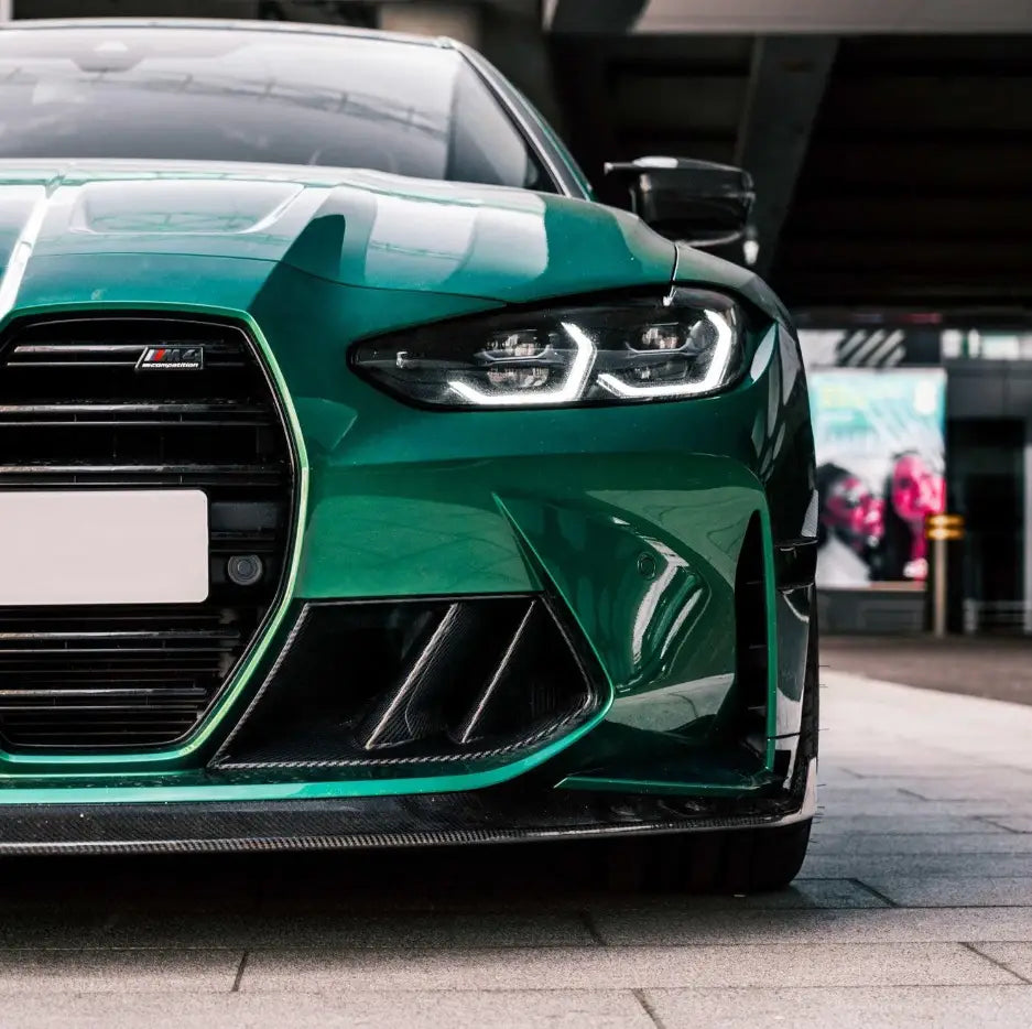 Alsó beömlők carbon fiber bmw m3 kipufogó rendszerhez élénkzöld audi rs3 karbon szén szálas részletekkel