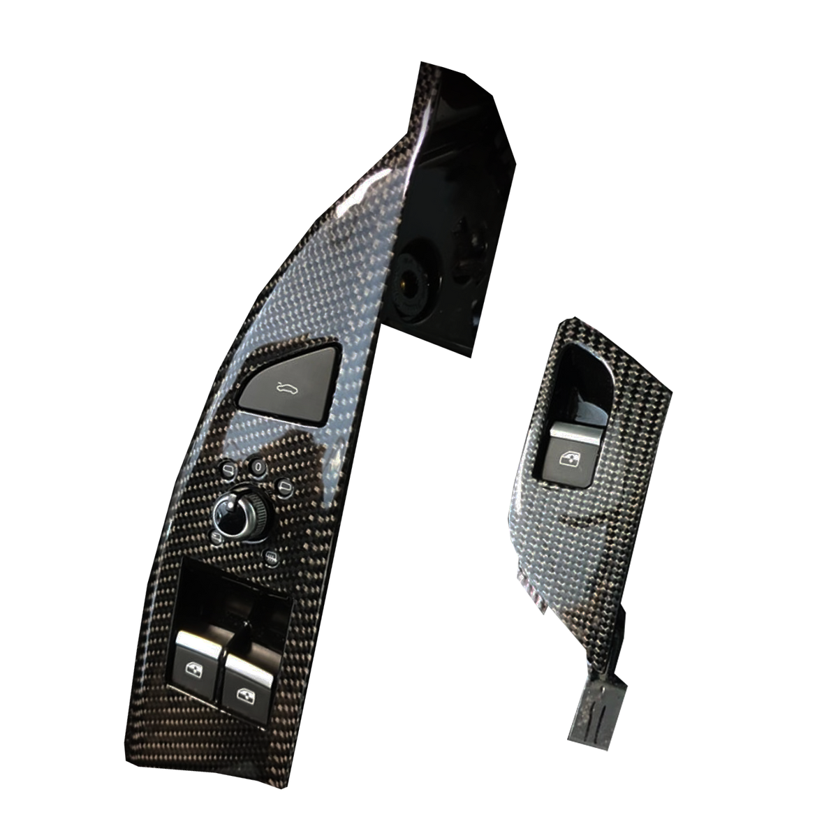 Two carbon door control panels with window switches – Audi R8 4S