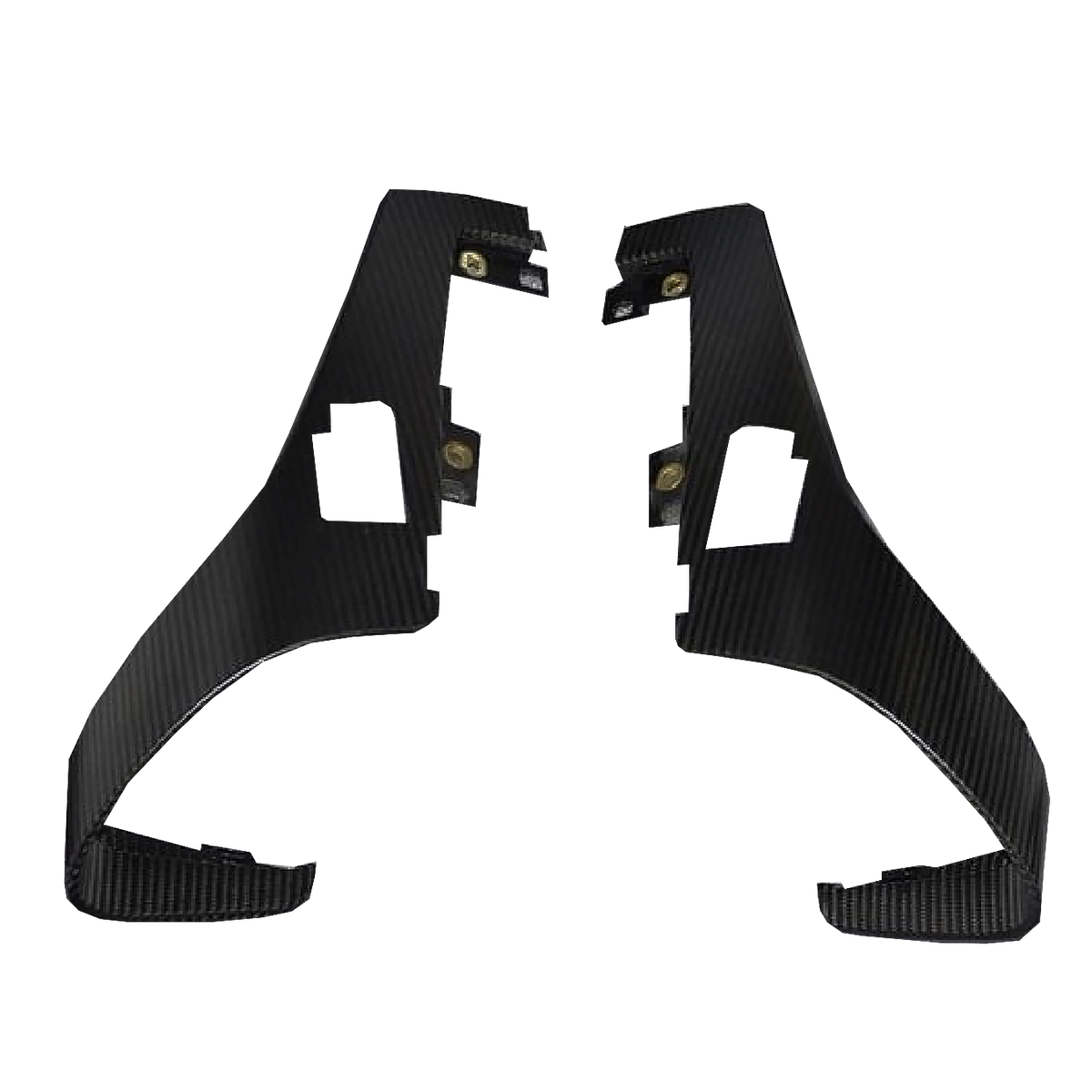 Two carbon dashboard side panels with metal mounting clips – Audi R8 4S