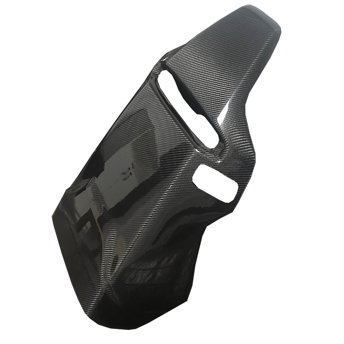 Carbon seat back cover for OEM Recaro bucket seat, rear three-quarter view (1 pc) – Audi R8 4S