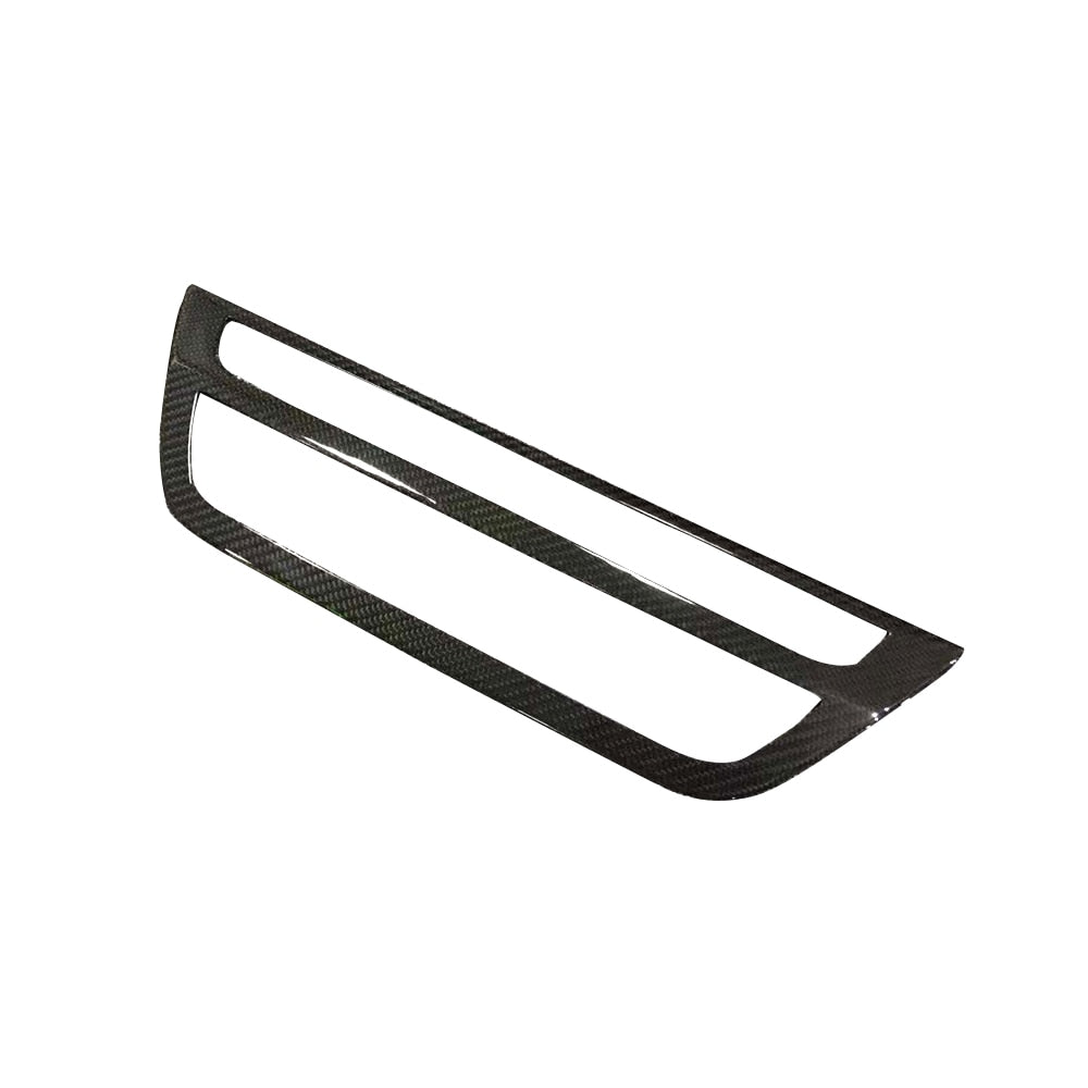 Carbon trim for the climate and CD panel, angled view – BMW F90 M5 and G30 5 Series