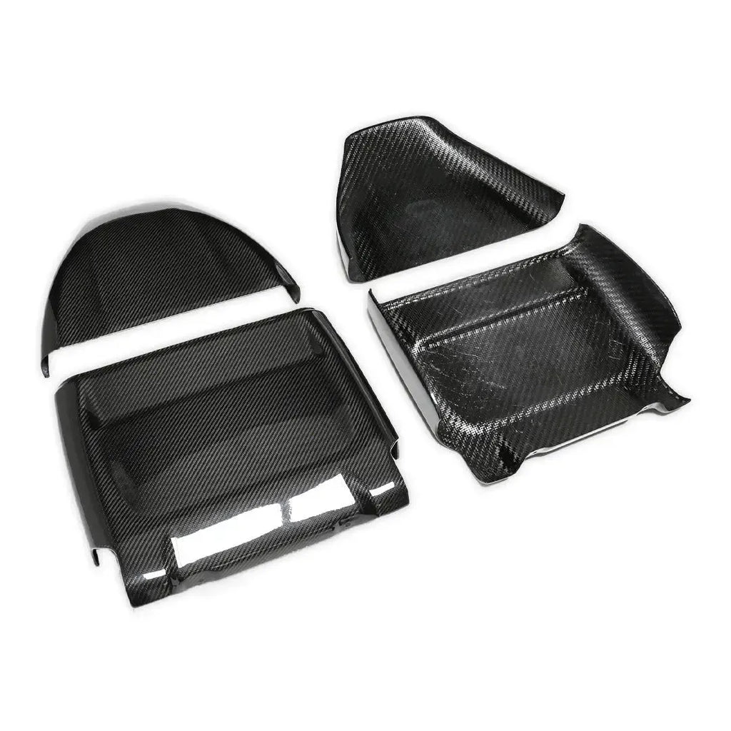 Four-piece carbon seat back cover set for two front seats, angled view – BMW F90 M5
