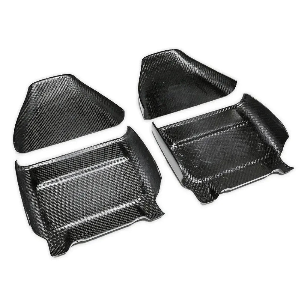 Upper and lower carbon seat back cover pieces, 4 pcs, from an angle – BMW F90 M5
