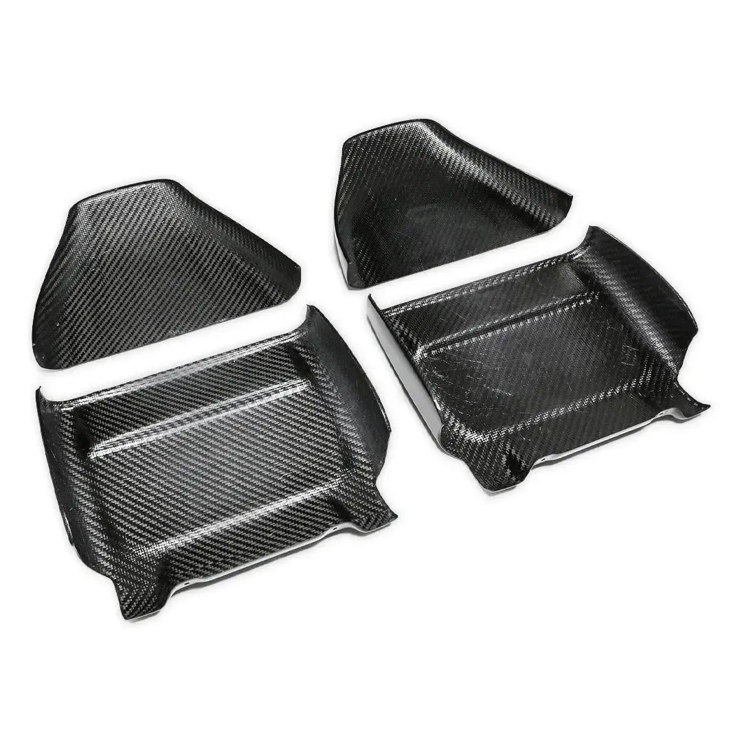 Upper and lower carbon seat back cover pieces, 4 pcs, from an angle – BMW F90 M5