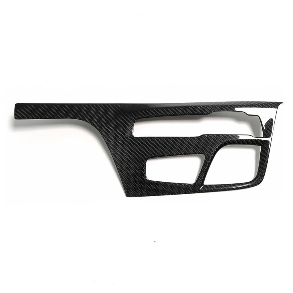 L-shaped carbon gear shift panel trim, top view – BMW F90 M5 and G30 5 Series