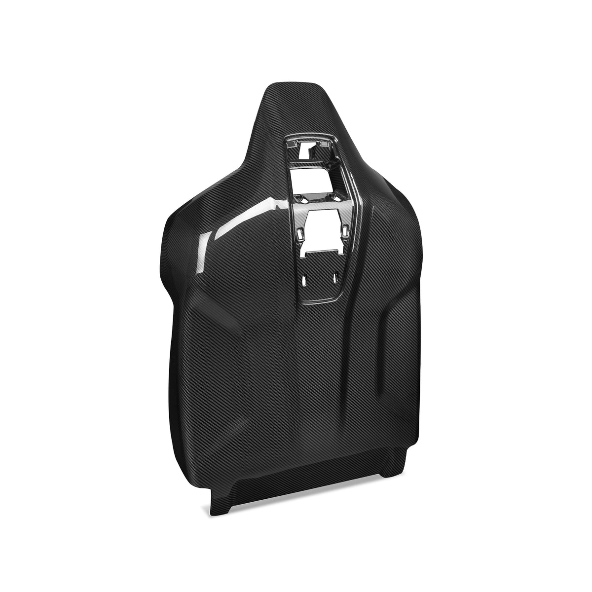 One-piece carbon fiber seat back cover, rear three-quarter view – BMW G90 M5