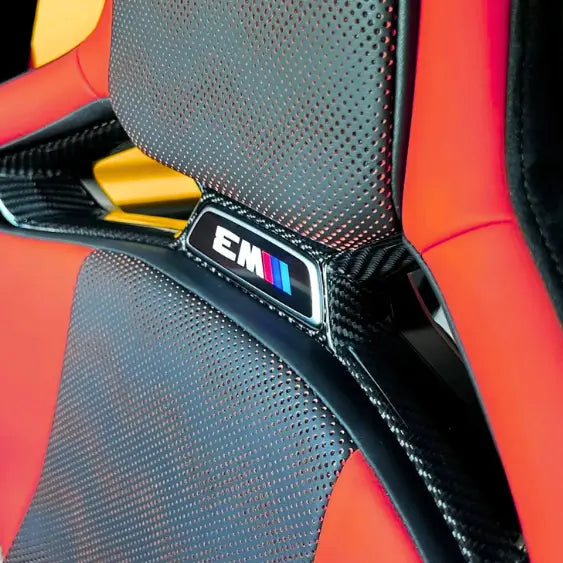 Belső elemek carbon fiber bmw g80 g81 m3 g82 g83 m4 g87 m2 fekete szénszálas kipufogó rendszer ezüst szegélyes em logóval