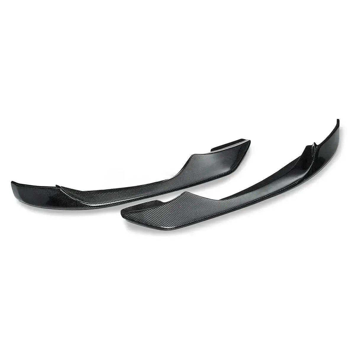 2 pcs carbon fiber front corner splitters, angled view (AC Style) – BMW F80 M3 / F82 M4