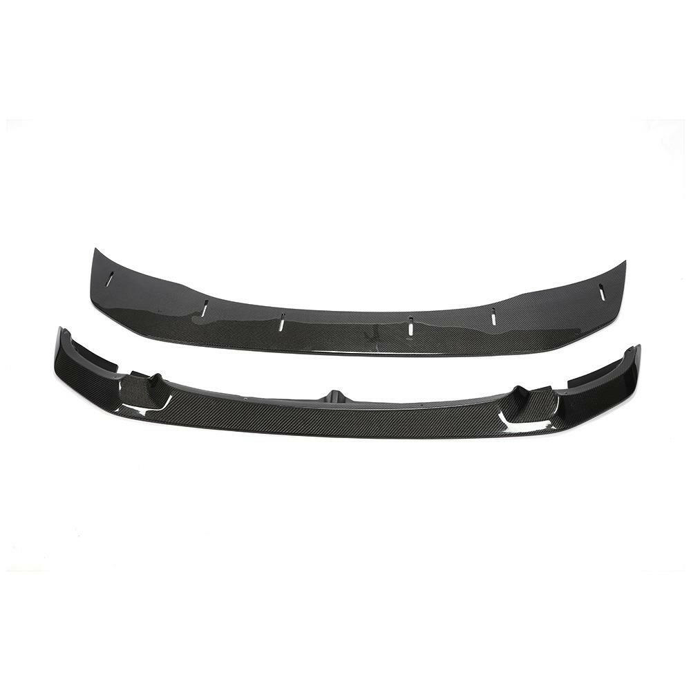 2-piece carbon front lip: upper lip and lower splitter plate, top view (GTS Style) – BMW F80 M3 / F82 M4
