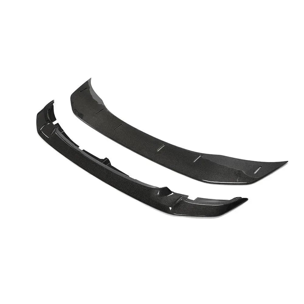 Two-piece carbon fiber front lip, angled side view (GTS Style) – BMW F80 M3 / F82 M4