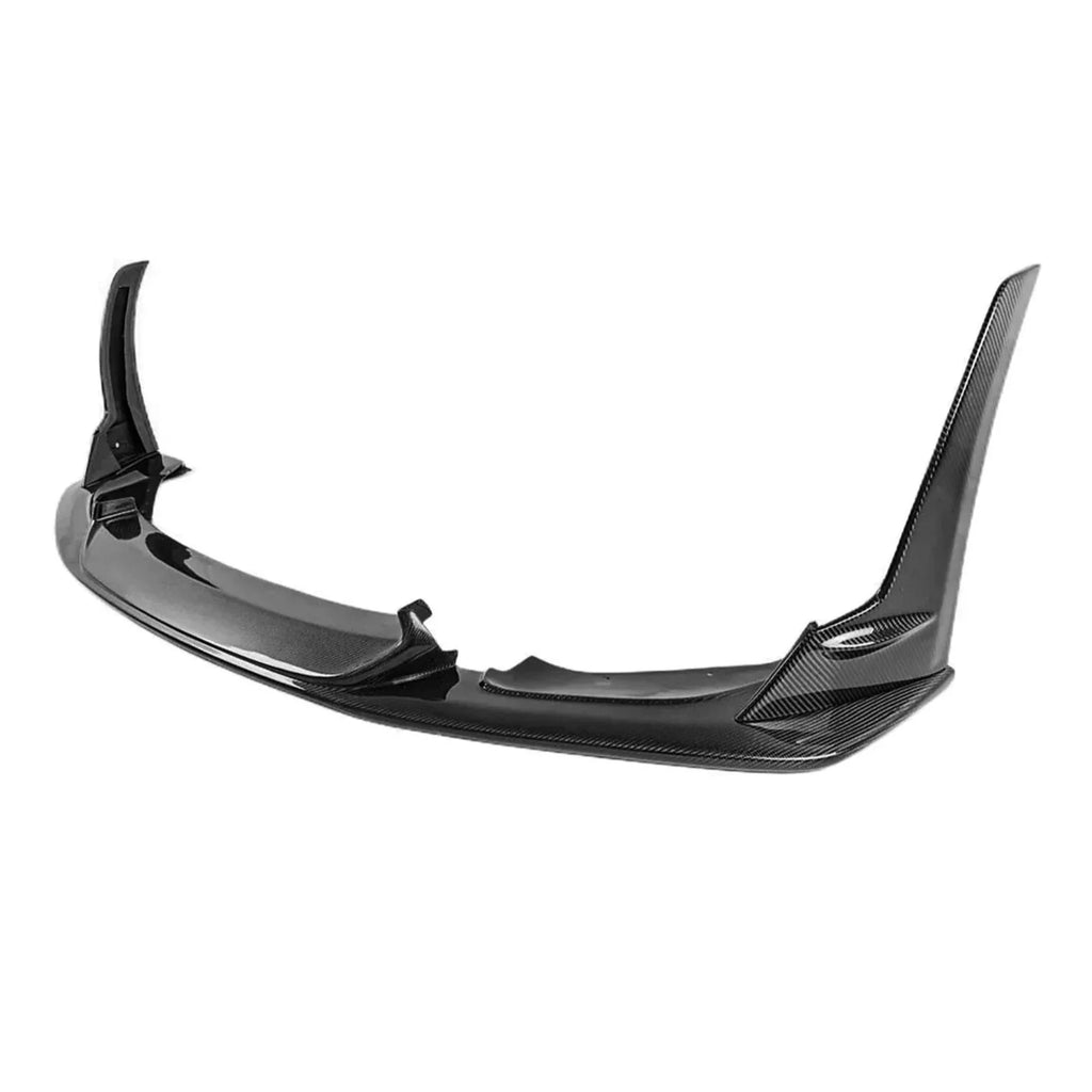 Carbon fiber front lip, angled view, on a white background (Laptor Style) – BMW F80 M3 / F82 M4