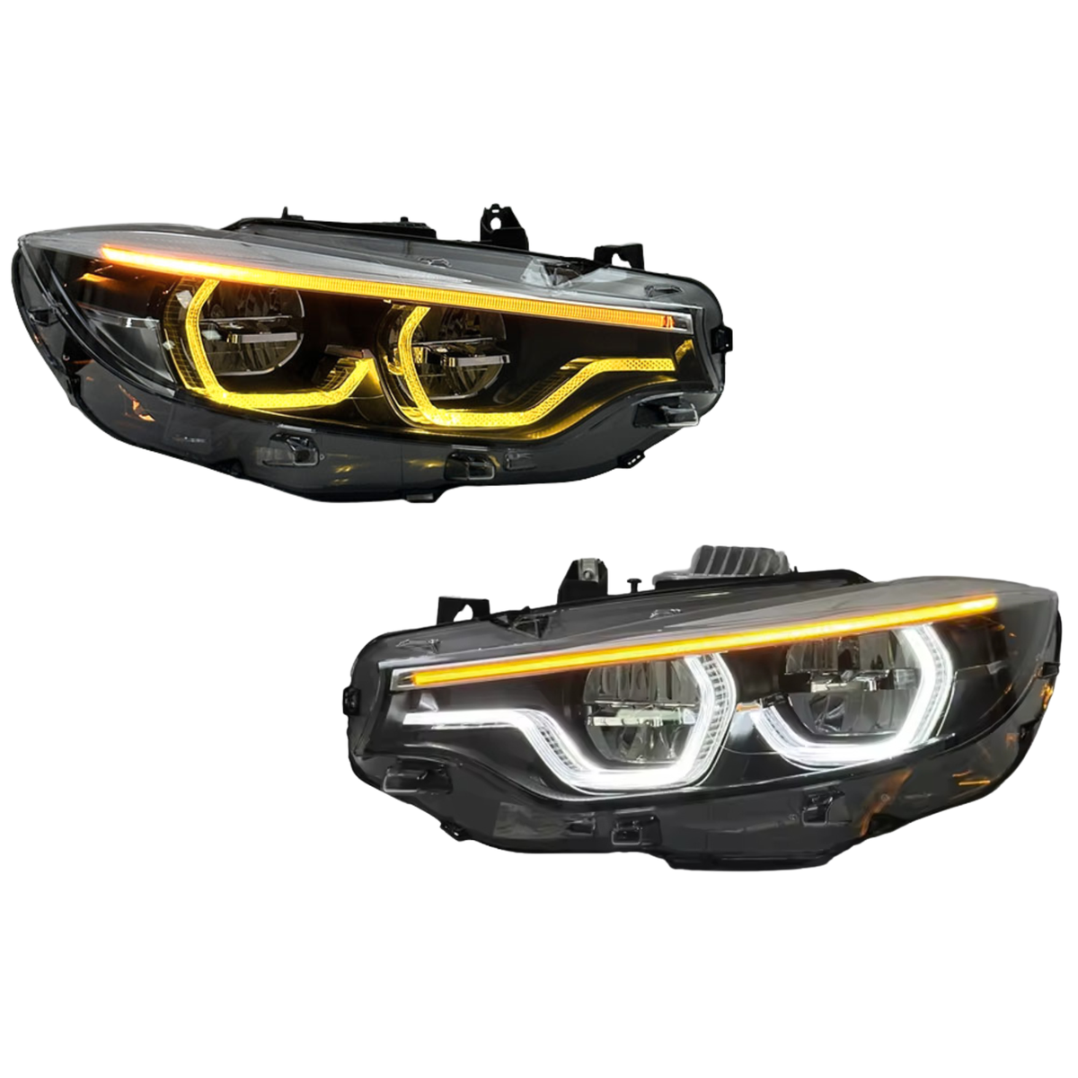 Headlight pair, one with yellow and the other with white DRL (LCI Dual-Color Style) – BMW F80 M3 / F82 M4 / F32