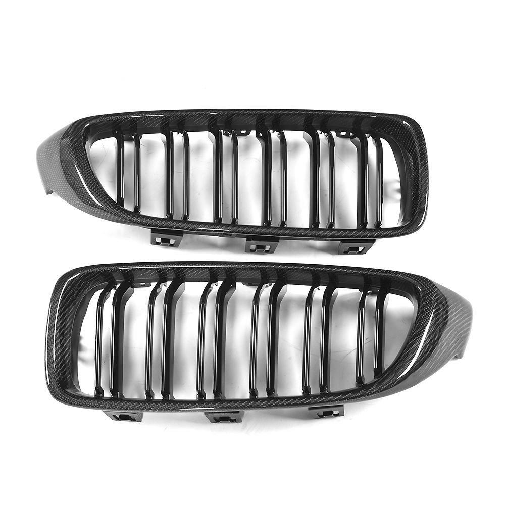 Carbon keretes, fekete dupla rácsos vese pár ferde nézetből, 2 darab – BMW F80 M3 / F82 M4