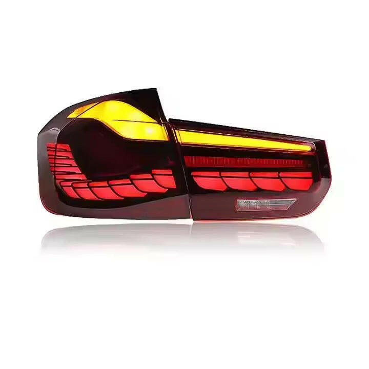 4-piece dark red LED tail light set with amber turn signal (GTS Style) – BMW F80 M3 / F30