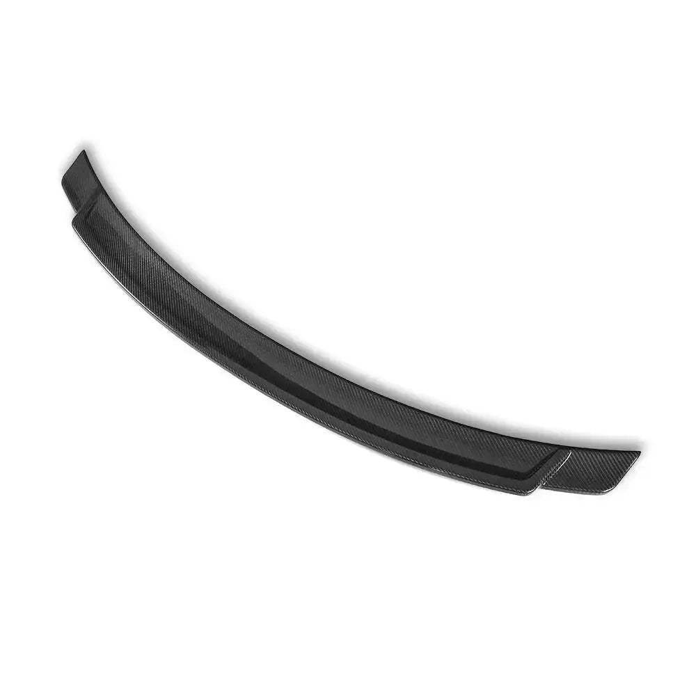 Carbon ducktail spoiler with tall center lip, angled view (Exotic Style) – BMW F82 M4 / F83 M4