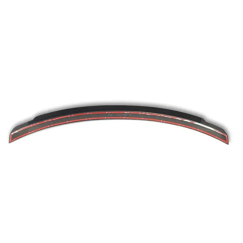 Underside of the carbon spoiler with red adhesive tape (Exotic Style) – BMW F82 M4 / F83 M4