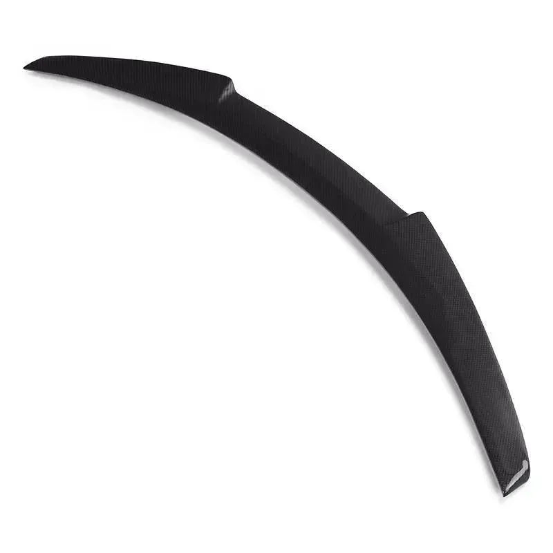 Carbon ducktail trunk spoiler with raised center section, angled view (M4 Style) – BMW F82 M4 / F83 M4