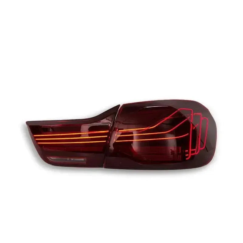 Single red-lens laser LED tail light with illuminated light strips, on a white background (CSL Style) – BMW F82 M4 / F32