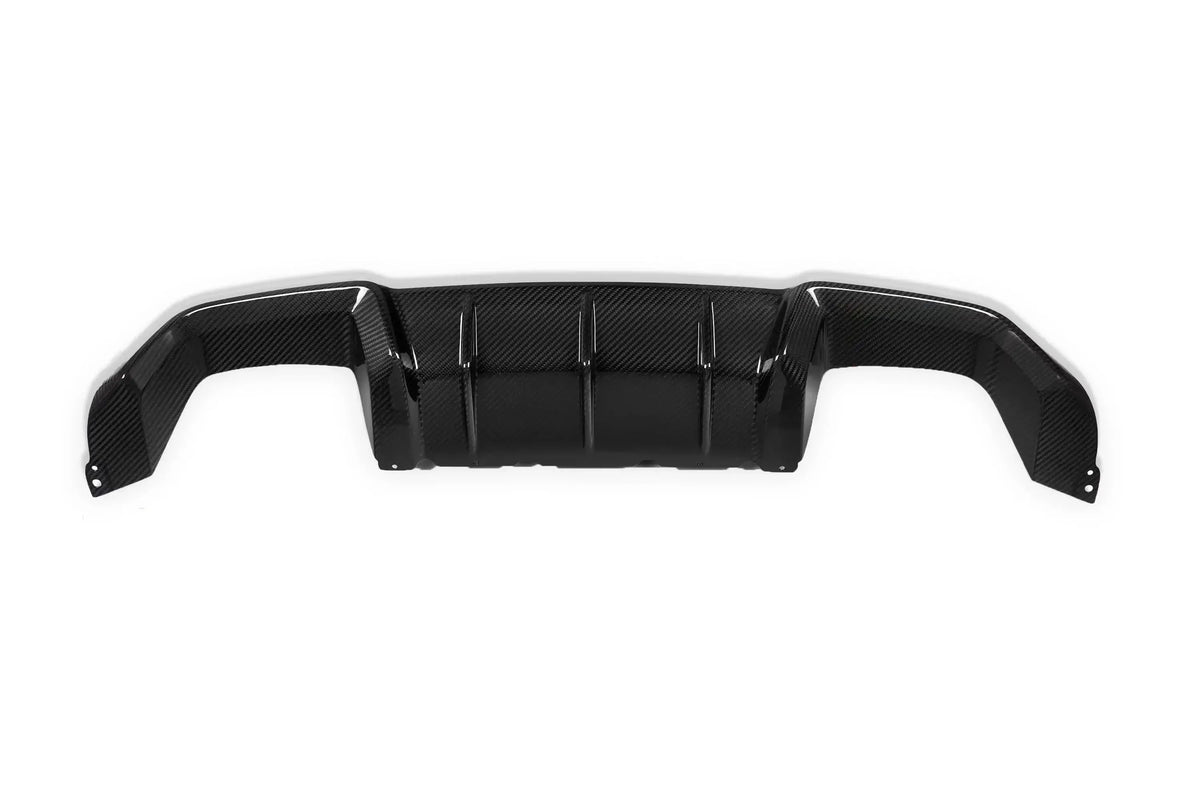 Carbon fiber rear diffuser, front view (SQ Style package) – BMW F87 M2