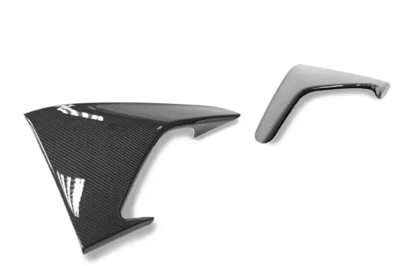 Underside of carbon fiber front bumper upper splitter pair, angled – BMW F87 M2