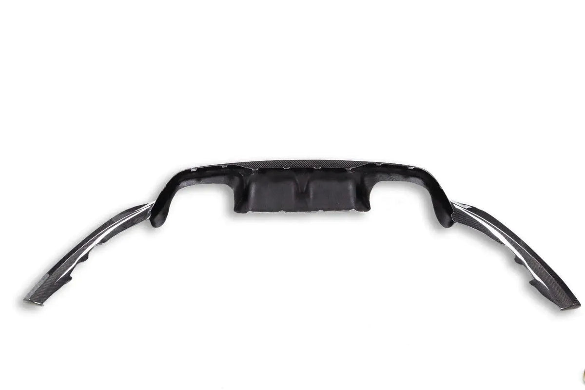 Carbon fiber rear diffuser, angled top view (3D Style) – BMW F87 M2