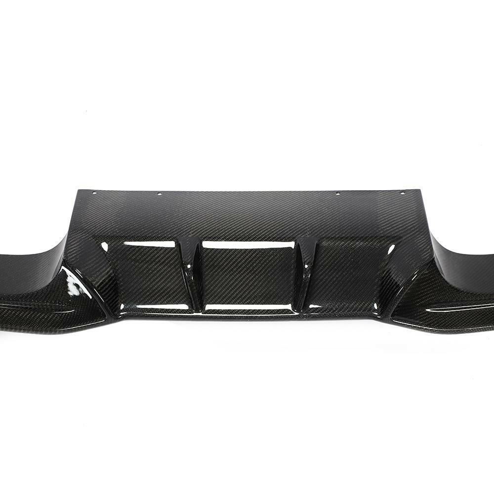 Carbon fiber rear diffuser center fins close-up (AK Style) – BMW F87 M2