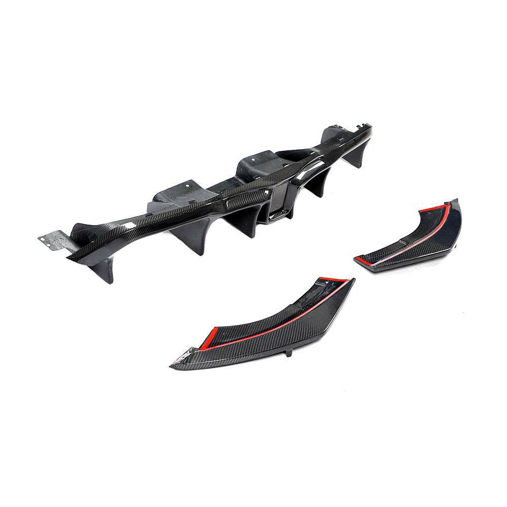 Three-piece carbon fiber LED diffuser set, angled view (LED Style) – BMW F87 M2