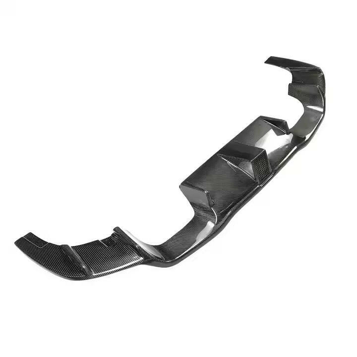 One-piece carbon fiber LED rear diffuser, angled top view (LED Style) – BMW F87 M2