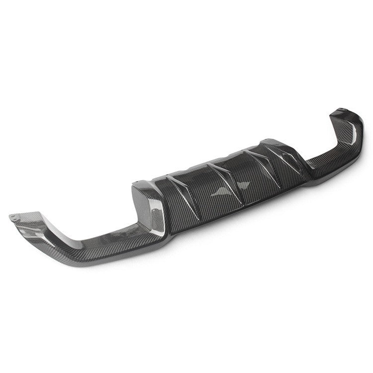 Finned carbon fiber rear diffuser, three-quarter view (MP Style) – BMW F87 M2