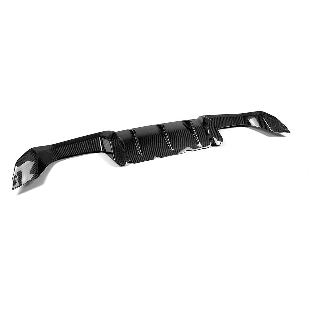One-piece carbon fiber rear diffuser, angled side view (MP Style) – BMW F87 M2