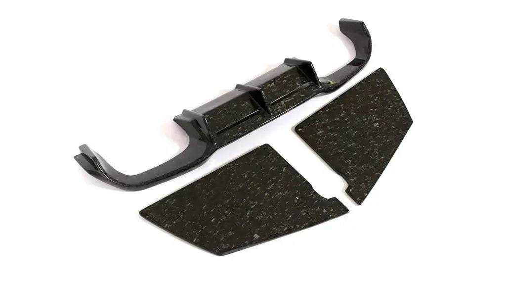 Forged carbon rear diffuser and side panels, angled from the other side (MP Style) – BMW F87 M2