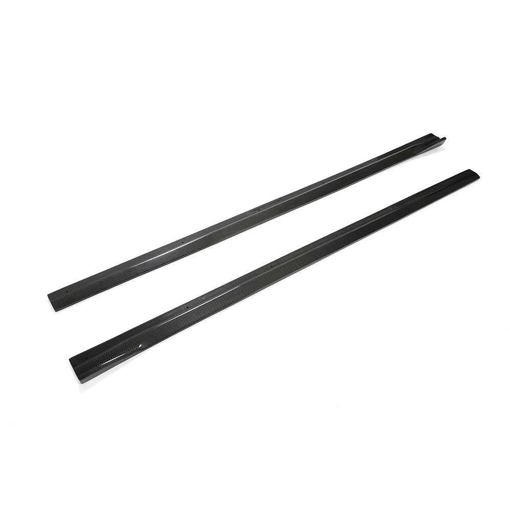 Carbon fiber side skirt extensions, angled view (3D Style) – BMW F87 M2