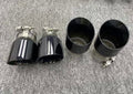 Black stainless steel slant-cut exhaust tips with clamps, 4 pcs (PM Style) – BMW F87 M2 / F80 M3 / F82 M4