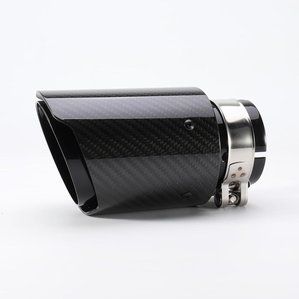 Gloss carbon slant-cut exhaust tip with clamp (PM Style) – BMW F87 M2