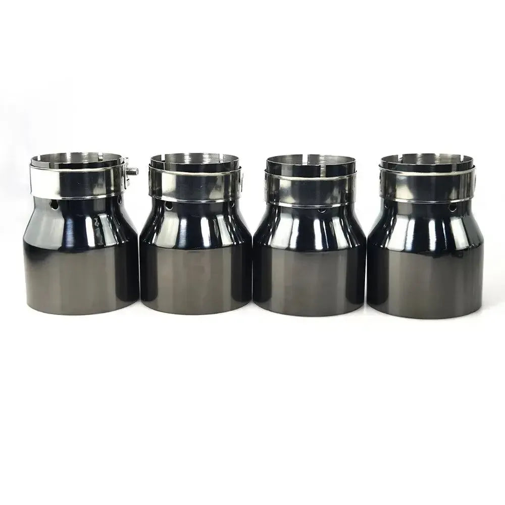 Four black chrome stainless exhaust tips, side view – BMW F87 M2