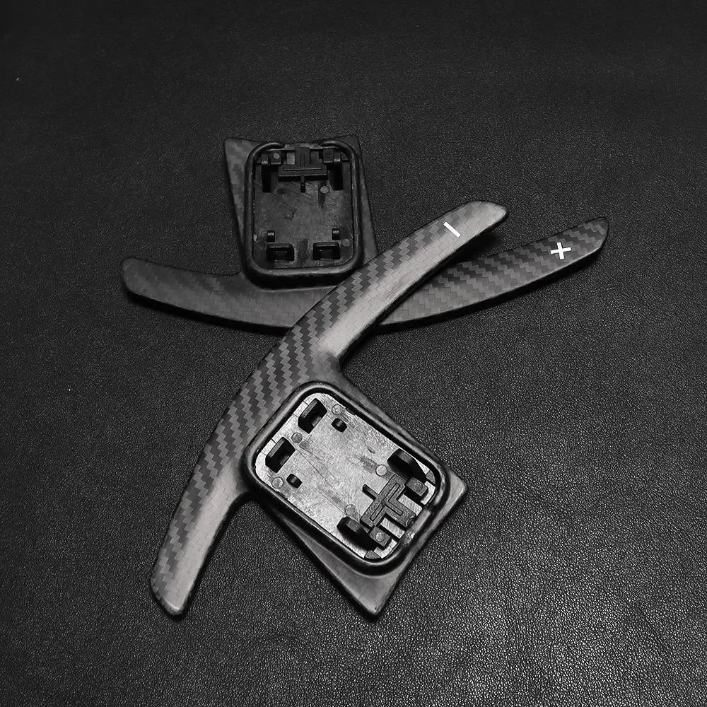 Matte carbon paddle shifters crossed, with brackets (Competition Style) – BMW G87 M2 / G80 M3 / G82 M4