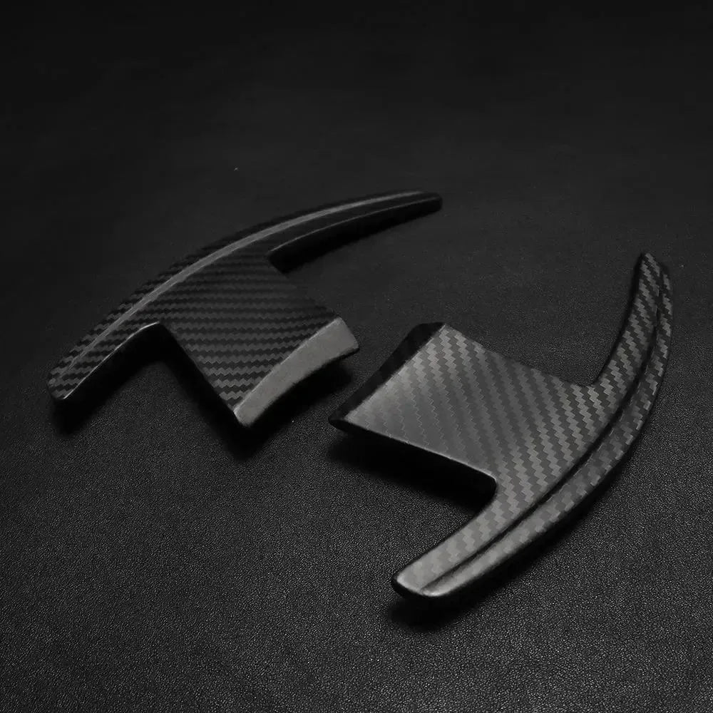 Matte carbon paddle shifter pair, edge-on view (Competition Style) – BMW G87 M2 / G80 M3 / G82 M4