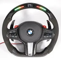 Bmw g szériás egyedileg készített fekete carbon fiber kormány rgb világítással és bmw logóval középen
