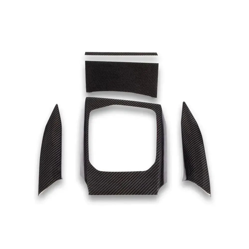 5-piece carbon center console trim set, top view, on a white background – BMW G20 3 Series