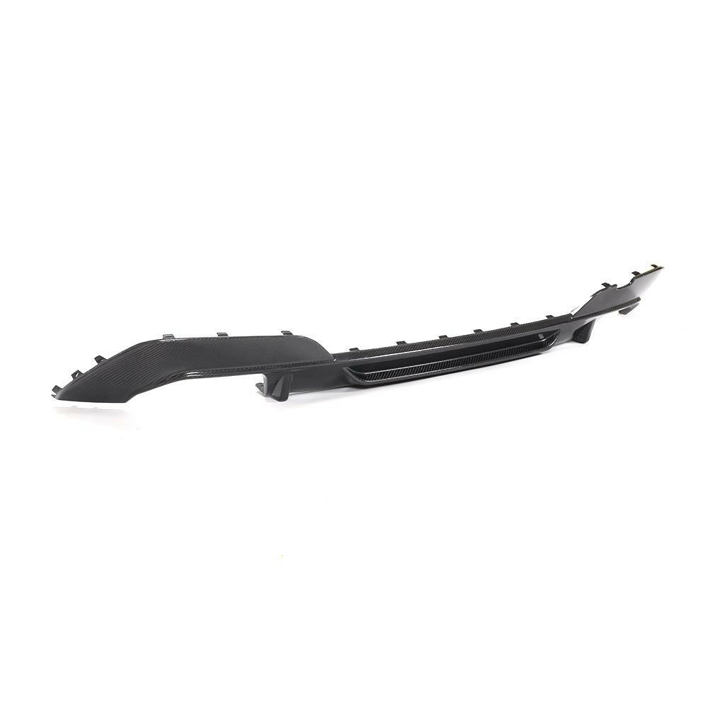 One-piece matte carbon diffuser, angled side view (AC Style) – BMW G20 3 Series