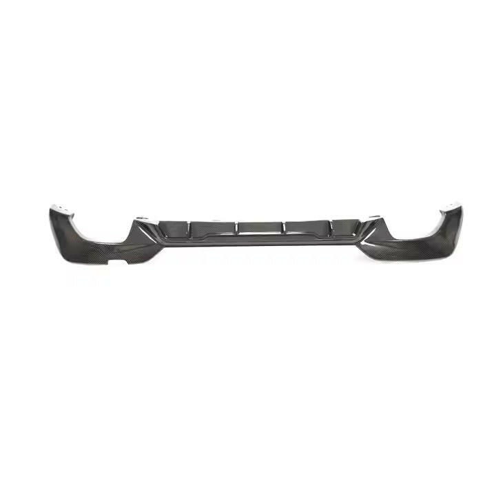 One-piece carbon rear diffuser with exhaust cutouts on both sides, from the rear (Euro Style V2) – BMW G20 3 Series
