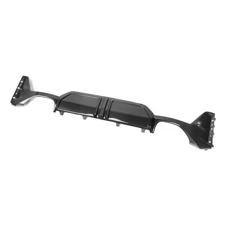 Assembled carbon rear diffuser, angled top view (MP Style) – BMW G20 3 Series