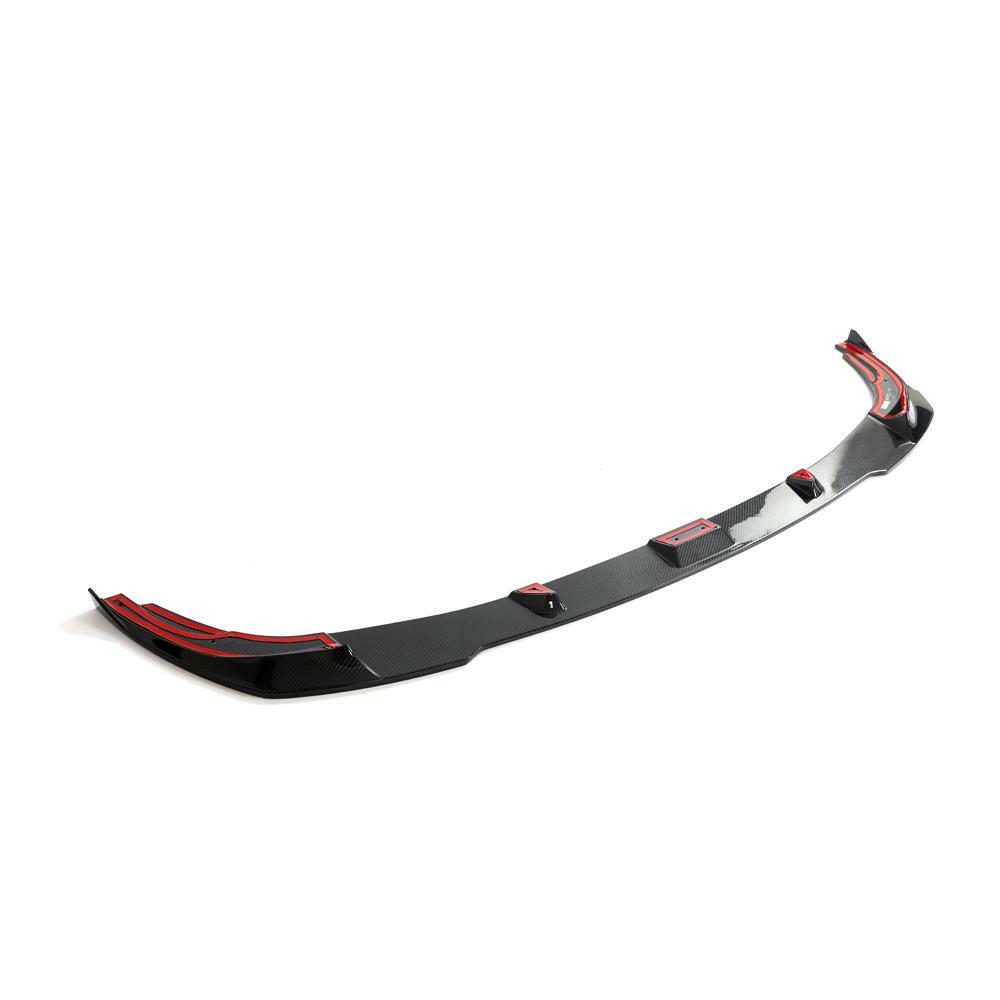One-piece carbon fiber front lip, left three-quarter view (Euro Style V1) – BMW G20 3 Series