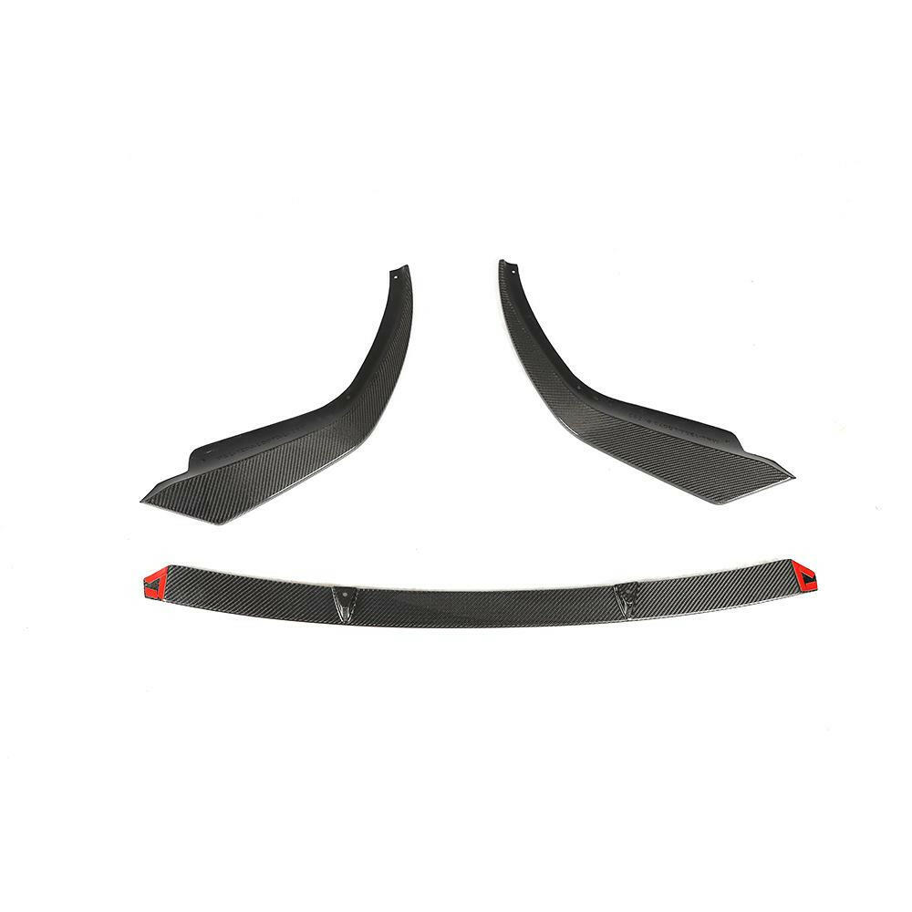 Center section and two corner splitters of the carbon front lip, head-on (Euro Style V2) – BMW G20 3 Series