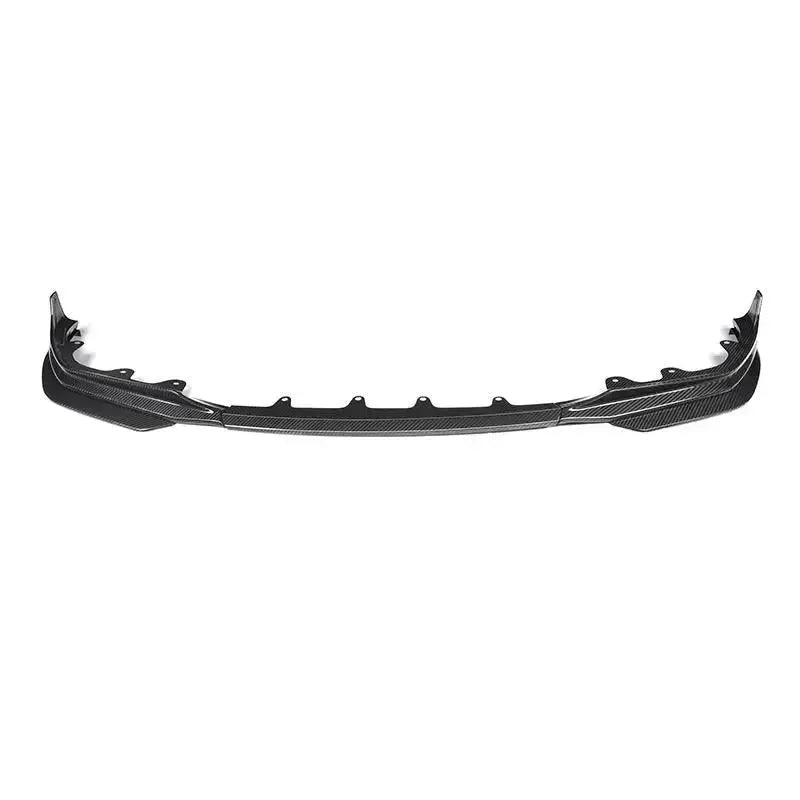 One-piece carbon front lip for LCI, front view, against a white background (MP Style) – BMW G20 3 Series