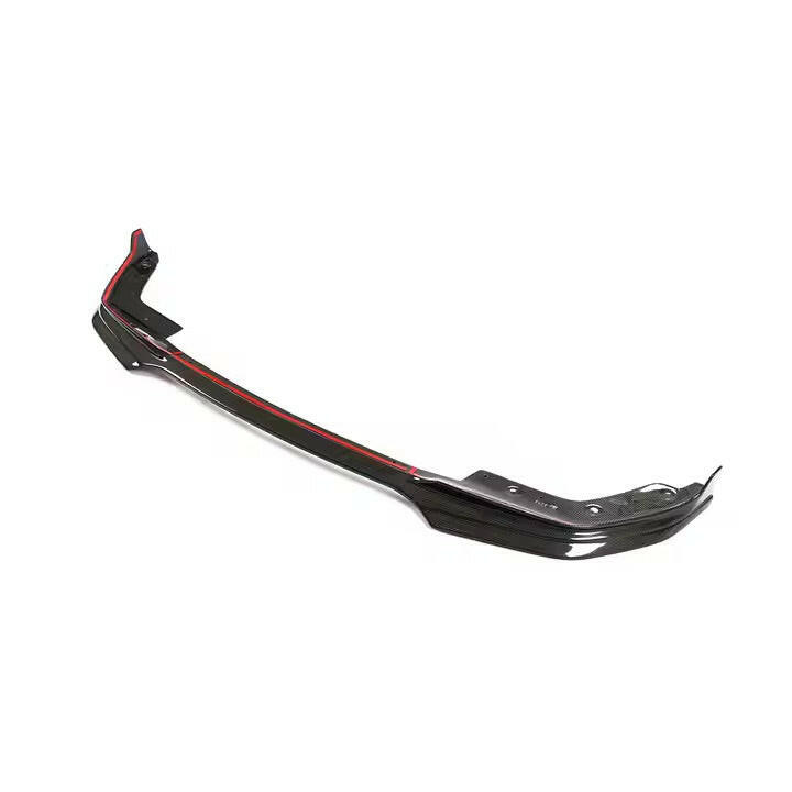 Carbon fiber front lip with side plates, angled side view (MP Style) – BMW G20 3 Series