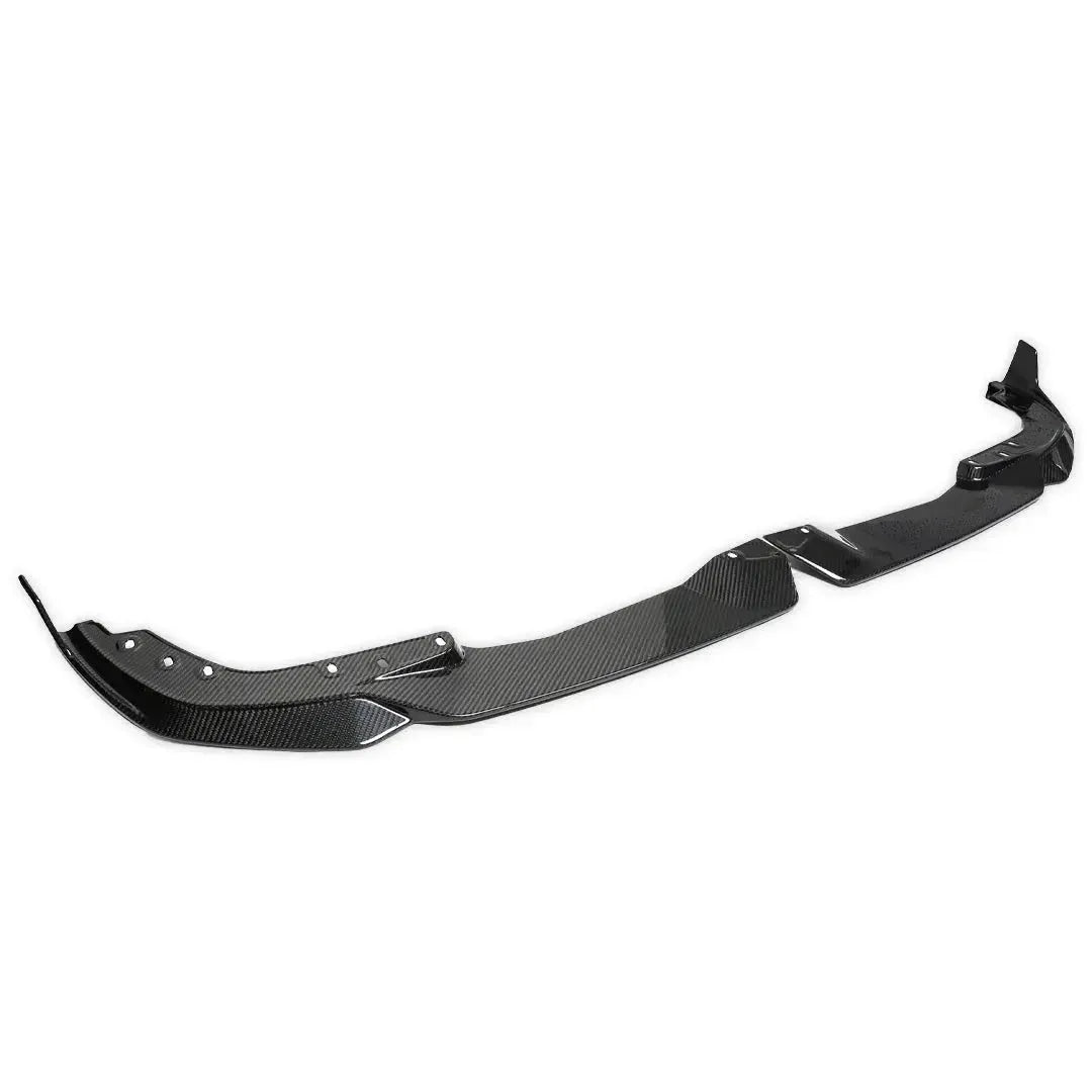 Two joined halves of the carbon front lip, right three-quarter view (MP Style V2) – BMW G20 3 Series