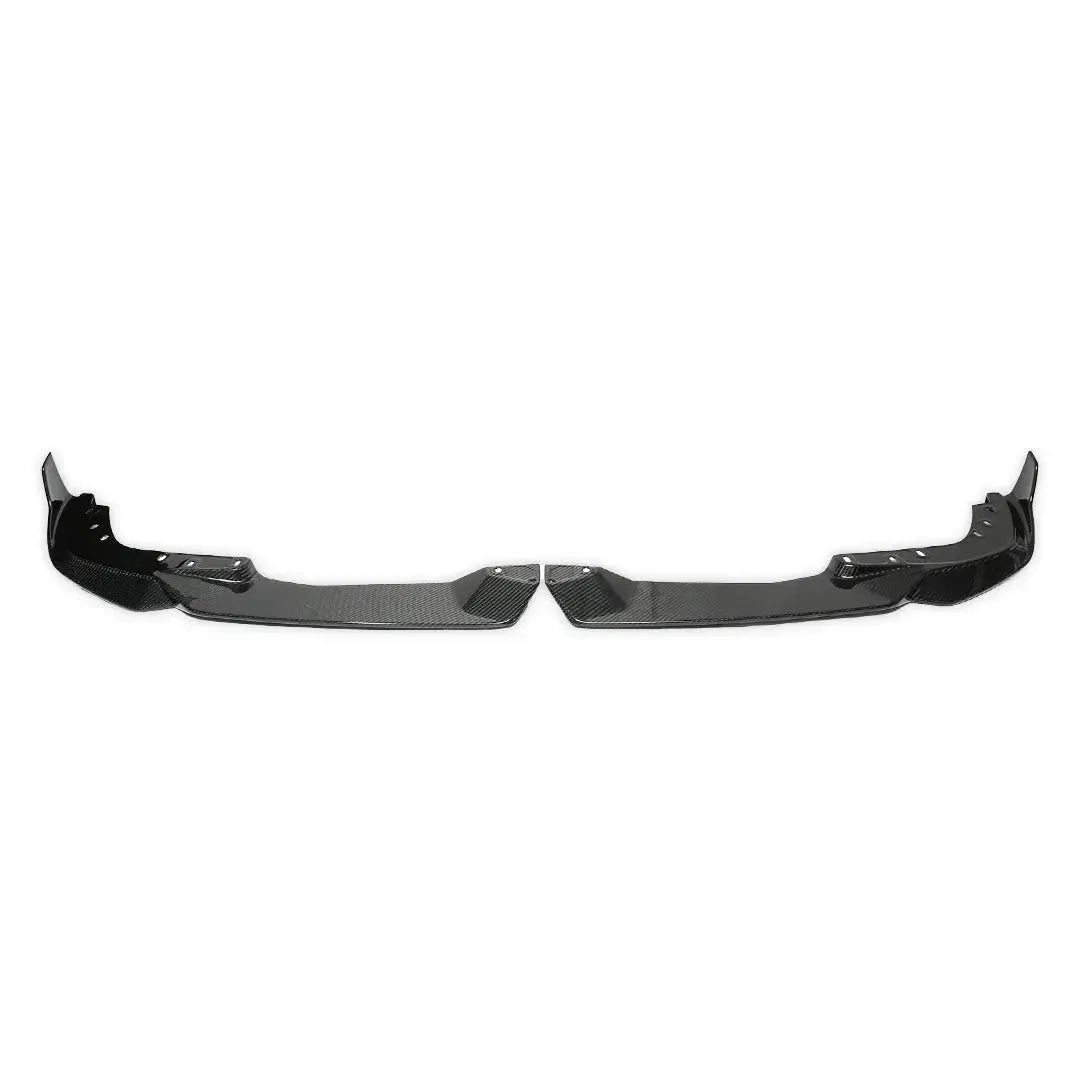 Two-piece carbon fiber front lip for LCI, joined together, front view (MP Style V2) – BMW G20 3 Series