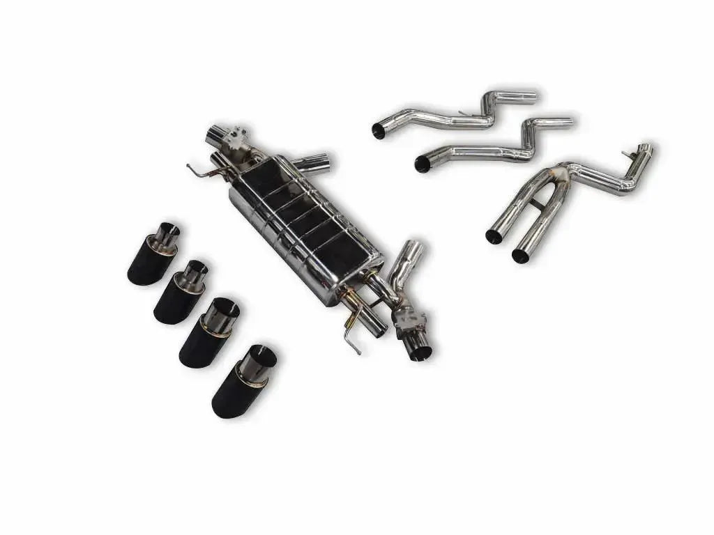 Teljes szelepes catback kipufogó szett B48 motorhoz, ferde nézet – BMW G20 M340i / 330i